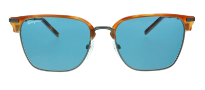 Ferragamo Sf227s 086 Clubmaster Sunglasses In Blue