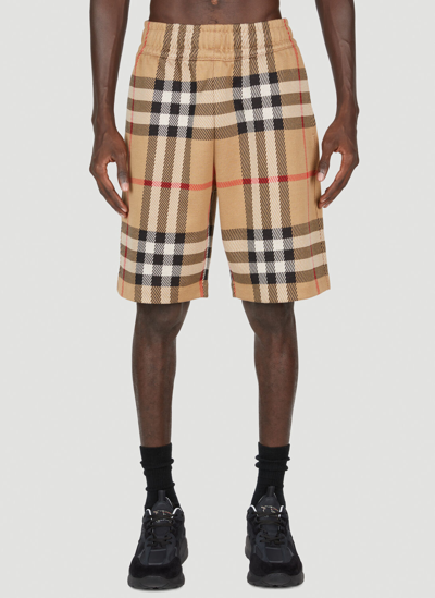 Burberry Ferryfield Check Print Sweat Shorts In Brown