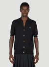 Vivienne Westwood Black Cotton Polo Cardigan In Black