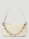 By Far Rachel Crocodile-embossed Shoulder Bag In Cream