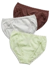 Natori Bliss Cotton French Cut 3-pack In Brown,heather,lime