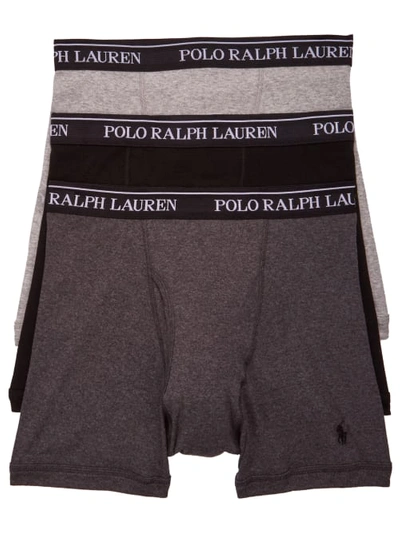 Polo Ralph Lauren Classic Fit Cotton Wicking Boxer Brief 3-pack In Black,grey Combo