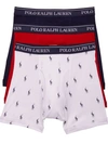 Polo Ralph Lauren Classic Fit Cotton Wicking Boxer Brief 3-pack In Navy,red,logo