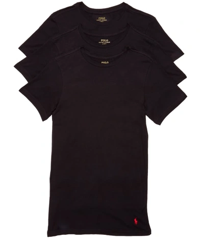 Polo Ralph Lauren Classic Fit Cotton Wicking Crew T-shirt 3-pack In Black