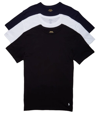 Polo Ralph Lauren Classic Fit Cotton Wicking Crew T-shirt 3-pack In Black,white,navy