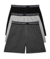 Polo Ralph Lauren Classic Fit Cotton Wicking Knit Boxers 3-pack In Black,grey Combo