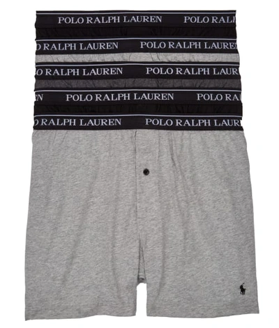 Polo Ralph Lauren Classic Fit Cotton Wicking Knit Boxers 5-pack In Black,grey