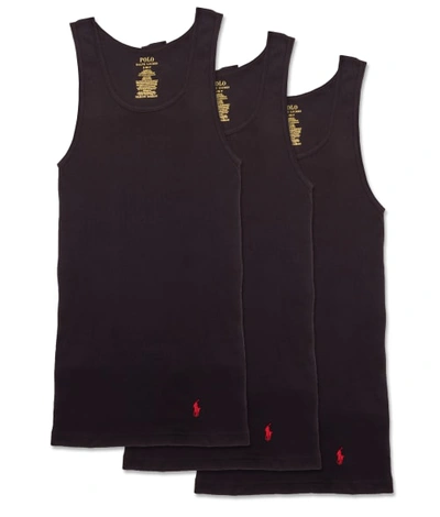 Polo Ralph Lauren Classic Fit Cotton Wicking Tanks 3-pack In Black