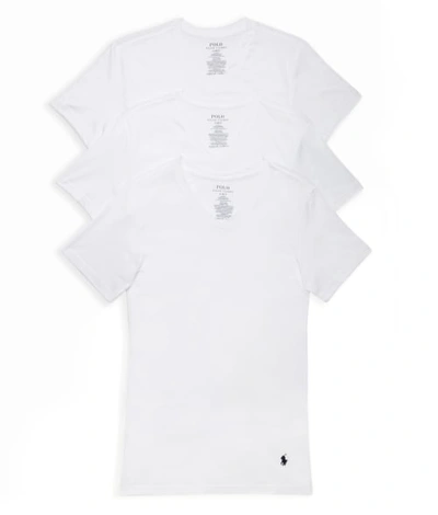 Polo Ralph Lauren Slim Fit Cotton Wicking V-neck T-shirt 3-pack In White