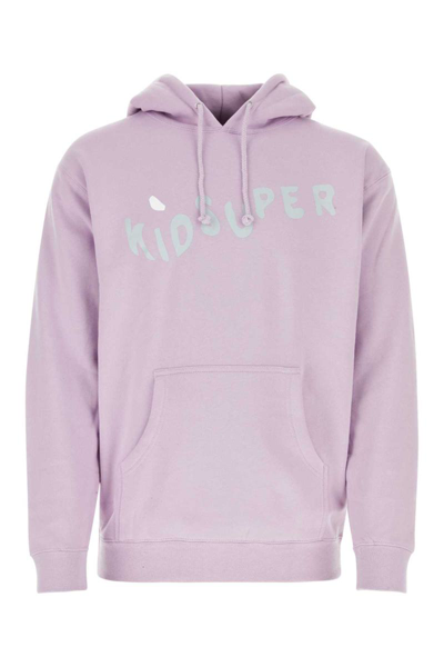 Kidsuper Logo-print Long-sleeved Cotton Hoodie In Purple