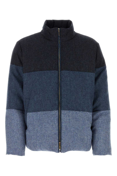 Thom Browne Colour-block Panel Padded Jacket In Blue