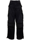 DARKPARK 'VIVI' BLACK OVERSIZED CARGO JEANS WITH PATCH POCKETS IN COTTON DENIM WOMAN