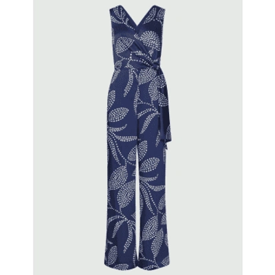 Marella Cornflower Blue Wide Leg Spot Printed Micene Jumpsuit
