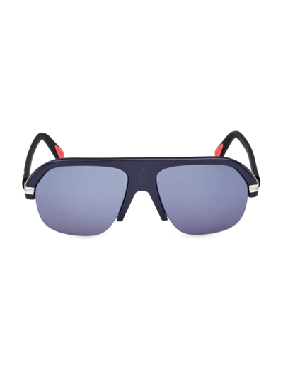 Moncler Women's Matte Blue & Blue Mirror Lodge Navigator Sunglasses In Navy