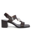 Alaïa Women's 60mm Leather Block-heel Sandals In Brown