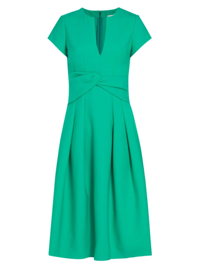 Oscar De La Renta Women's Twisted Short-sleeve Midi-dress In Jade