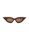 Valentino V-goldcut Ii - Burgundy / Yellow Gold Sunglasses In Maroon/dark Brown