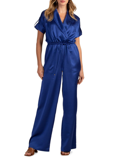 Trina Turk Women's Atlas Sky Satin Jumpsuit In Blue