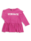 VERSACE BABY GIRL'S LOGO RUFFLE-TRIM DRESS