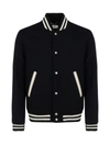 Saint Laurent Teddy Logo Patch Wool Blend Bomber Jacket