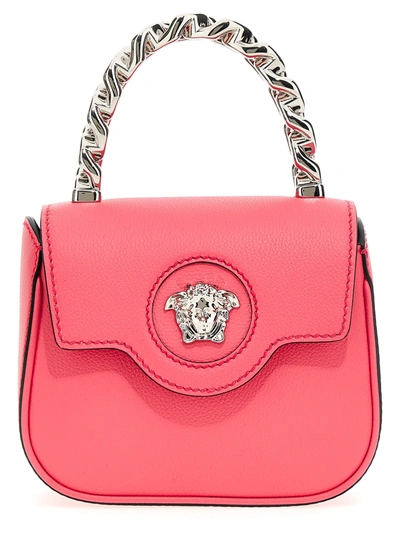 Versace La Medusa Mini Leather Handbag In Pink