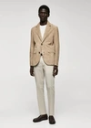 Mango Man 100% Suede Leather Jacket Sand In Sand