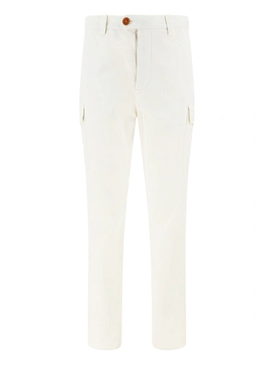 Brunello Cucinelli Cotton Gabardine Slim Pants In White