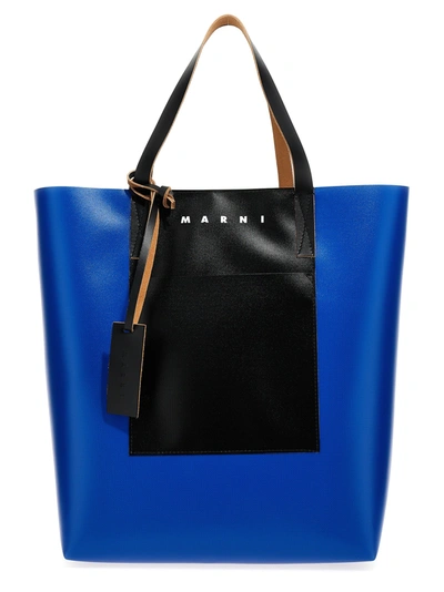 Marni Two-tone Tote Bag In Blue
