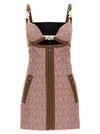 Versace La Vacanza Logo Canvas Leather-trim Zip-front Mini Dress