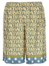 Versace Silk Bermuda Shorts With All-over Logo