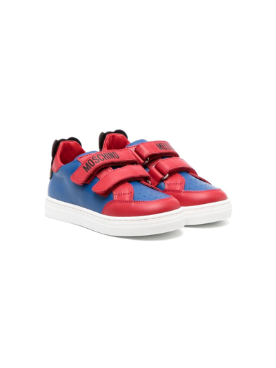 Moschino Kids' Colour-block Low-top Trainers In Red