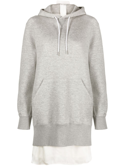 Sacai Long-sleeve Zipped Hoodie Dress In Grey