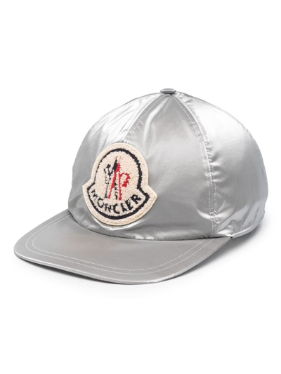 Moncler Logo Patch Baseball Cap In Grey