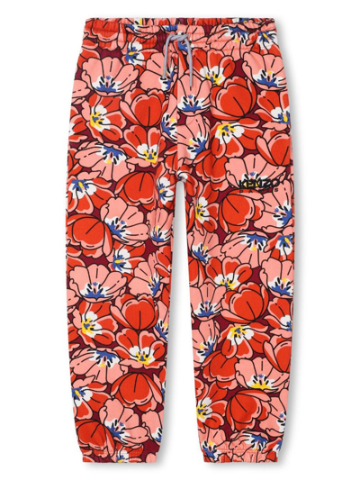 Kenzo Kids' Floral-print Drawstring Trousers In Multicolour