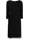 Alberta Ferretti Cady Midi Dress With Lace Trim In Black