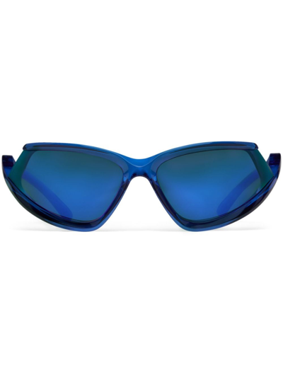 Balenciaga Side Xpander Cat Sunglasses In Blue