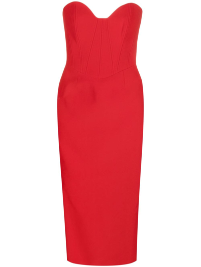 The New Arrivals Ilkyaz Ozel Bustier-style Maxi Dress In Red