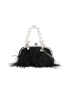 Monnalisa Feather-detailing Clutch Bag In Black