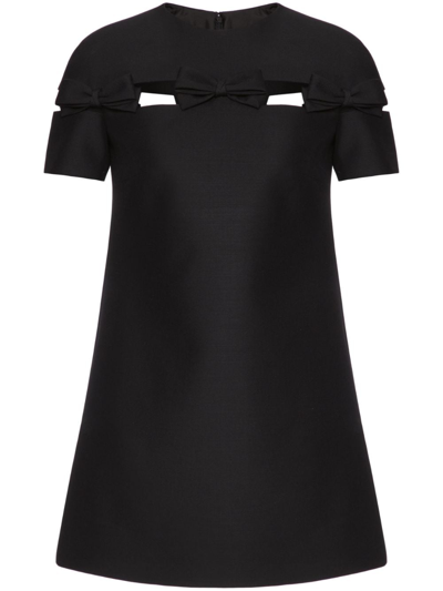 Valentino Bow-detail Silk-virgin Wool Minidress In Black