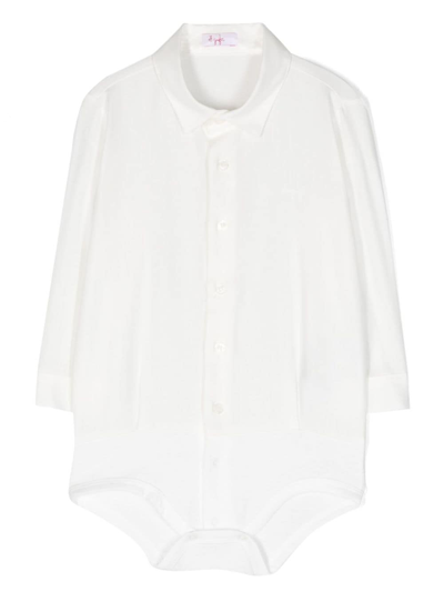 Il Gufo Babies' Long-sleeve Buttoned Cotton Body In White