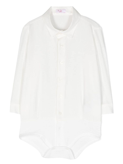 Il Gufo Babies' 长袖搭扣棉连体衣 In White