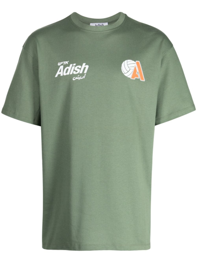 Adish Kora Logo-print Cotton-jersey T-shirt In Green