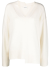 P.a.r.o.s.h Asymmetric V-neck Sweatshirt In White