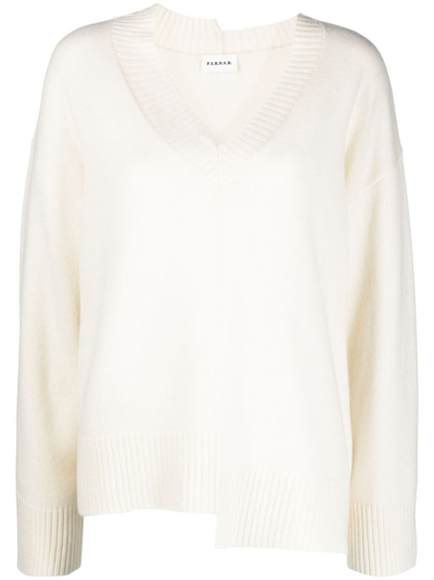 P.a.r.o.s.h Asymmetric V-neck Sweatshirt In White