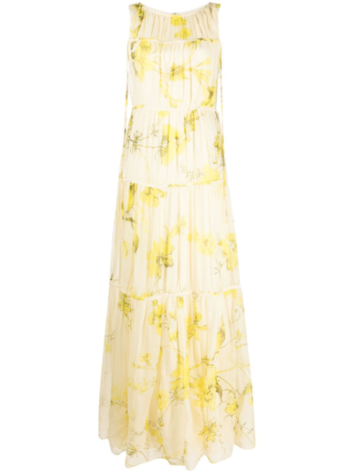 Erdem Isla Floral-print Maxi Dress In Neutrals