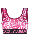 Dolce & Gabbana Cropped-top Mit Majolica-print In Rosa