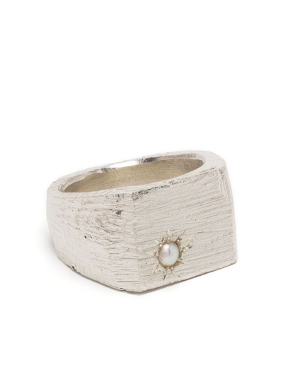 The Ouze Pearl-detail Ring In Silver