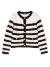 BALMAIN STRIPED BUTTONED KNITTED CARDIGAN