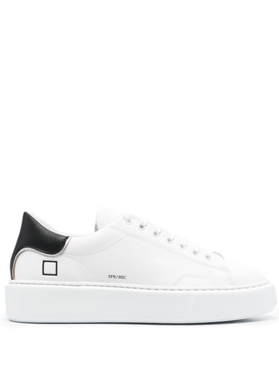 Date Sfera Low Sneaker  In Suede And Rubber Bianco-nero  Woman In White/black