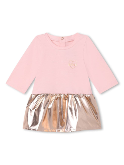 Bosswear Babies' Logo-print Crew-neck Dress In Pink